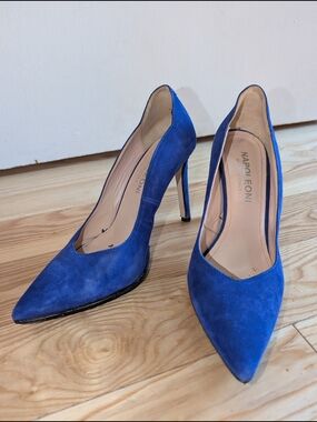 Napoleoni Italian Blue Suede Pumps 37 / US 7